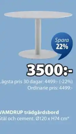 JYSK VAMDRUP trädgårdsbord erbjuda