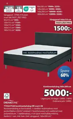 JYSK DREAMZONE TYSSA PC60 kontinentalsäng HR svart-08 erbjuda