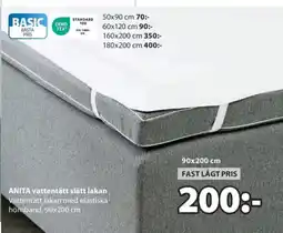 JYSK ANITA vattentätt slätt lakan Vattentätt lakan med elastiska hörnband. erbjuda