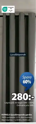 JYSK KVINGLA ljusdämpande gardin 100% erbjuda