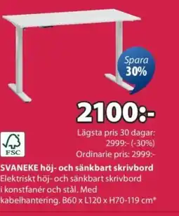 JYSK SVANEKE höj- och sänkbart skrivbord erbjuda