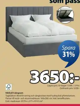 JYSK HASLEV sängram erbjuda