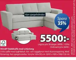 JYSK VEJLBY bäddsoffa med schäslong erbjuda