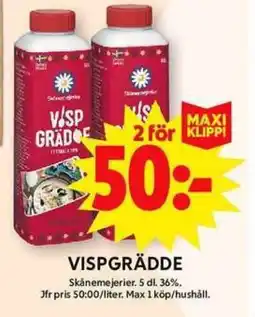 ICA Maxi Skånemejerier Vispgrädde erbjuda