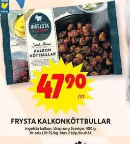 ICA Maxi Frysta kalkonköttbullar erbjuda