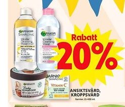 ICA Maxi GARNIER Ansiktsvård, kroppsvård erbjuda