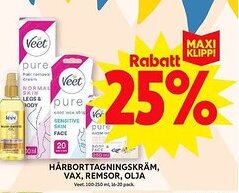 ICA Maxi VEET Hårborttagningskräm, vax, remsor, olja erbjuda