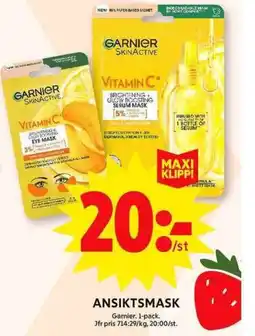 ICA Maxi GARNIER Ansiktsmask erbjuda