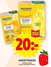 ICA Maxi GARNIER Ansiktsmask erbjuda