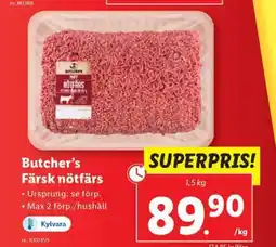 Lidl BUTCHER’S Färsk nötfärs erbjuda