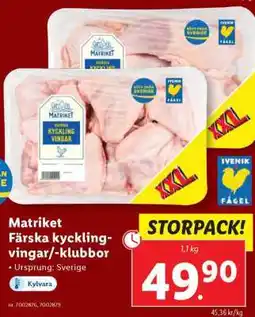 Lidl Matriket Färska kycklingvingar/-klubbor erbjuda