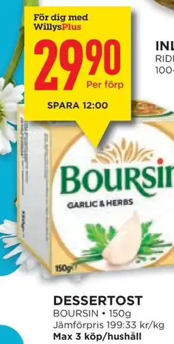 Willys DESSERTOST BOURSIN erbjuda
