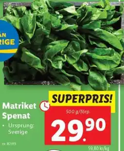 Lidl Matriket Spenat erbjuda