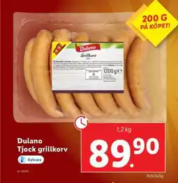 Lidl Dulano Tjock grillkorv erbjuda