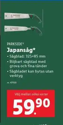 Lidl PARKSIDE Japansåg erbjuda