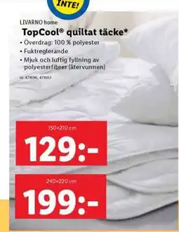 Lidl LIVARNO home TopCool quiltat täcke erbjuda