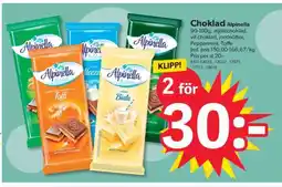 DollarStore Choklad Alpinella erbjuda