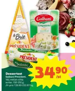 Stora Coop Dessertost Galbani/President erbjuda