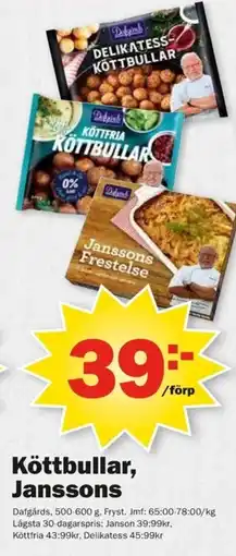 Pekås Dafgårds Köttbullar, Janssons erbjuda