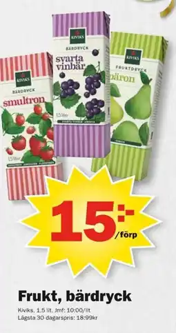 Pekås Frukt, bärdryck Kiviks erbjuda