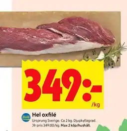 ICA Kvantum Hel oxfilé erbjuda
