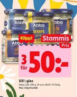 ICA Kvantum ABBA Sill i glas erbjuda