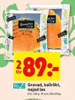 ICA Kvantum ICA Gravad, kallrökt, najad lax erbjuda