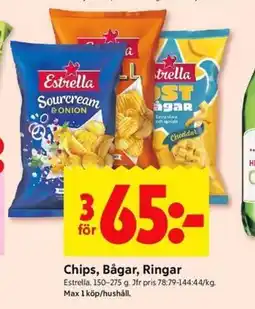 ICA Kvantum ESTRELLA Chips, Bågar, Ringar erbjuda