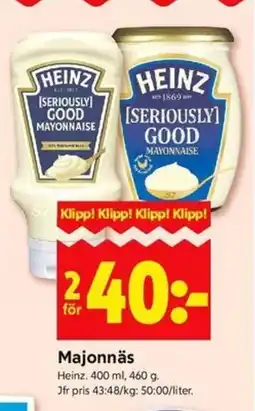 ICA Kvantum HEINZ Majonnäs erbjuda
