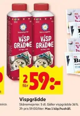 ICA Kvantum SKANEMEJERIER Vispgrädde erbjuda