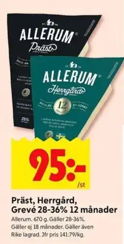 ICA Kvantum ALLERUM Präst, Herrgård, Grevé 28-36% 12 månader erbjuda