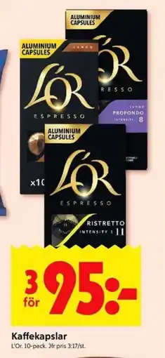 ICA Kvantum L'OR Kaffekapslar erbjuda