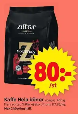 ICA Supermarket ZOEGAS Kaffe Hela bönor erbjuda