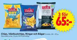 ICA Supermarket ESTRELLA Chips, västkustchips, ringar och bågar erbjuda