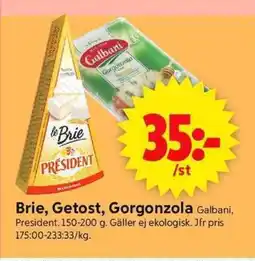 ICA Supermarket GALBANI, PRESIDENT Brie, Getost, Gorgonzola erbjuda