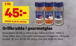 City Gross SANTA MARIA Grillkrydda i gourmetglas erbjuda