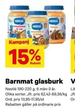 City Gross NESTLE Barnmat glasburk erbjuda