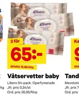 City Gross LIBERO Våtservetter baby erbjuda