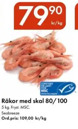 Snabbgross Räkor med skal 80/100 erbjuda