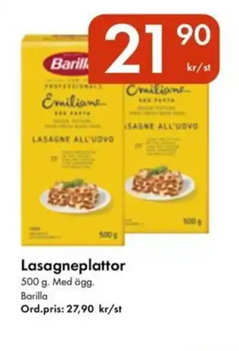 Snabbgross BARILLA Lasagneplattor erbjuda