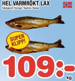 Nya Pulsen Hel varmrökt lax erbjuda