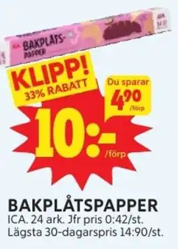 Ica Hajen Lagpris ICA Bakplåtspapper erbjuda