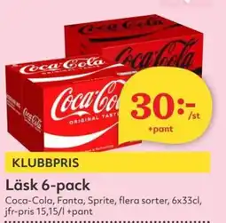 Östenssons COCA-COLA Läsk 6-pack erbjuda