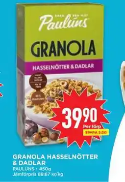 Willys Granola Hasselnötter & Dadlar erbjuda