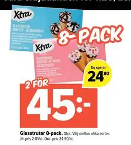 Coop Extra Glasstrutar 8-pack erbjuda