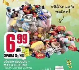 ÖoB LÖSVIKTSGODIS – MAX 4 KG/KUND erbjuda