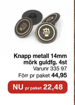 Selfmade Knapp metall 14mm mörk guldfg. 4st erbjuda