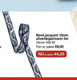 Selfmade Band jacquard 10mm silverfärgat/marin 3m erbjuda