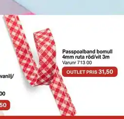 Selfmade Passpoalband bomull 4mm ruta röd/vit 3m erbjuda