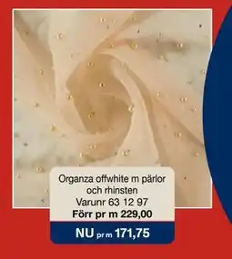 Selfmade Organza offwhite m pärlor och rhinsten erbjuda